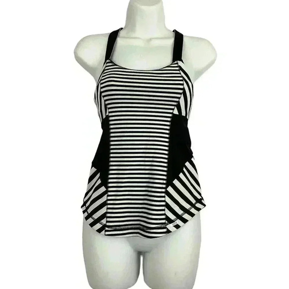 Lululemon Work It Out Tank Top Sz 4 Sea Stripe Mint Moment Black NWOT - Picture 1 of 10
